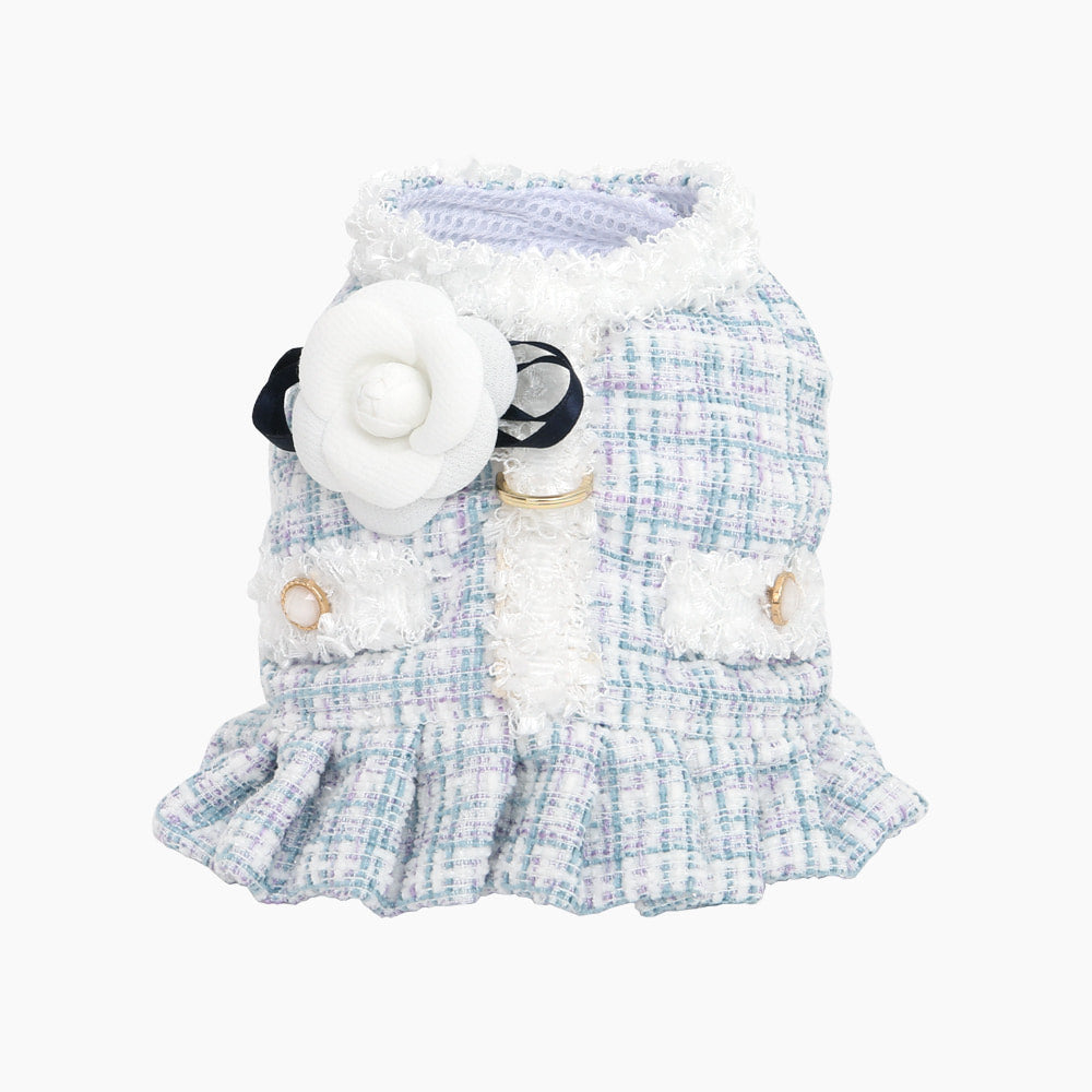 ※予約販売【ITS DOG】Camellia tweed harness (Blue)