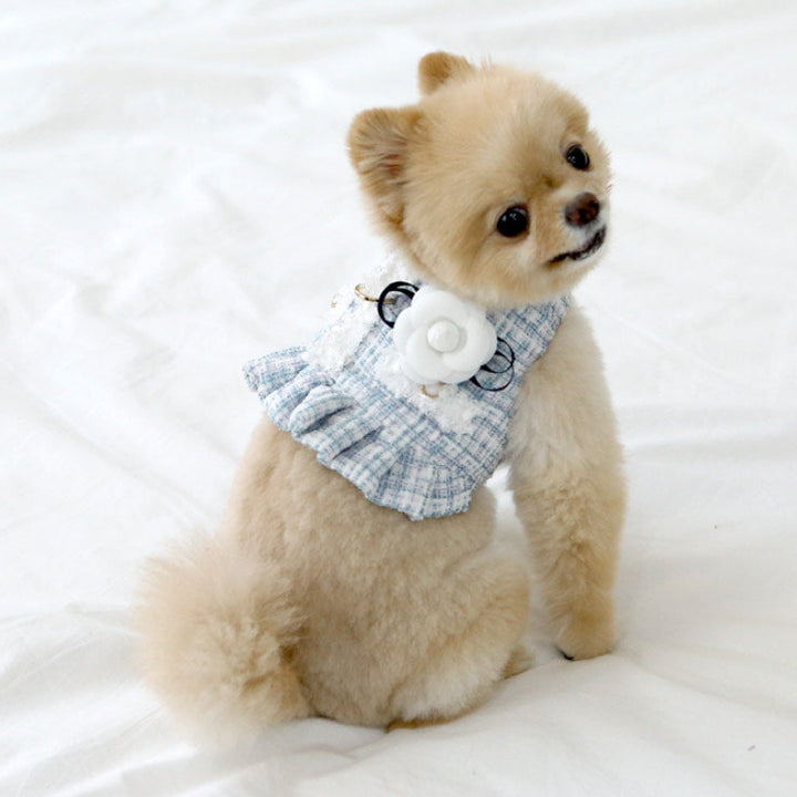 ※予約販売【ITS DOG】Camellia tweed harness (Blue)