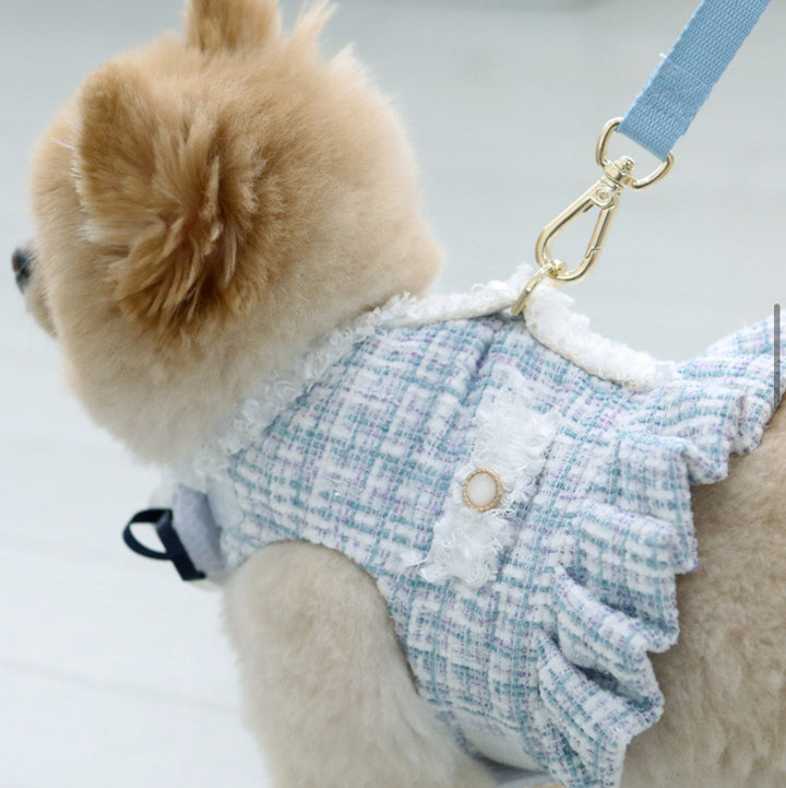 ※予約販売【ITS DOG】Camellia tweed harness (Blue)