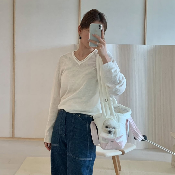 ※予約販売【seoru】Heart Veru Bag（Pink）｜犬用バッグ