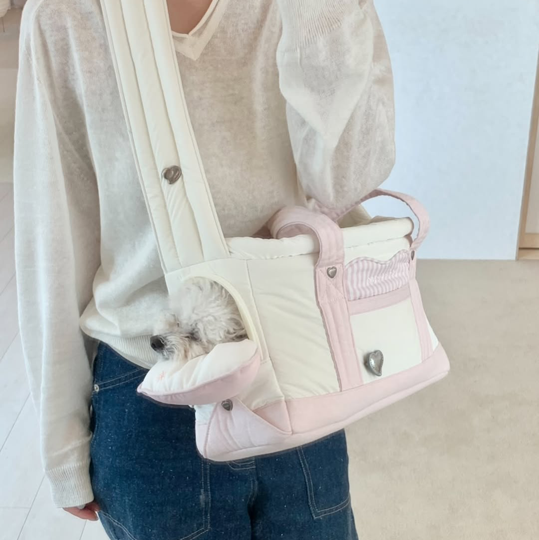 ※予約販売【seoru】Heart Veru Bag（Pink）｜犬用バッグ