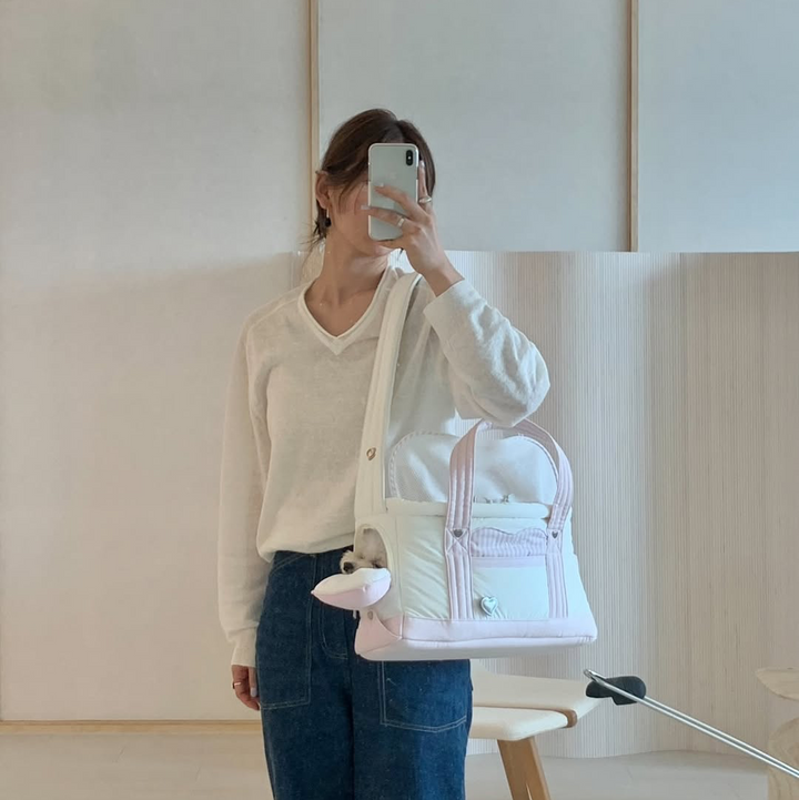 ※予約販売【seoru】Heart Veru Bag（Pink）｜犬用バッグ