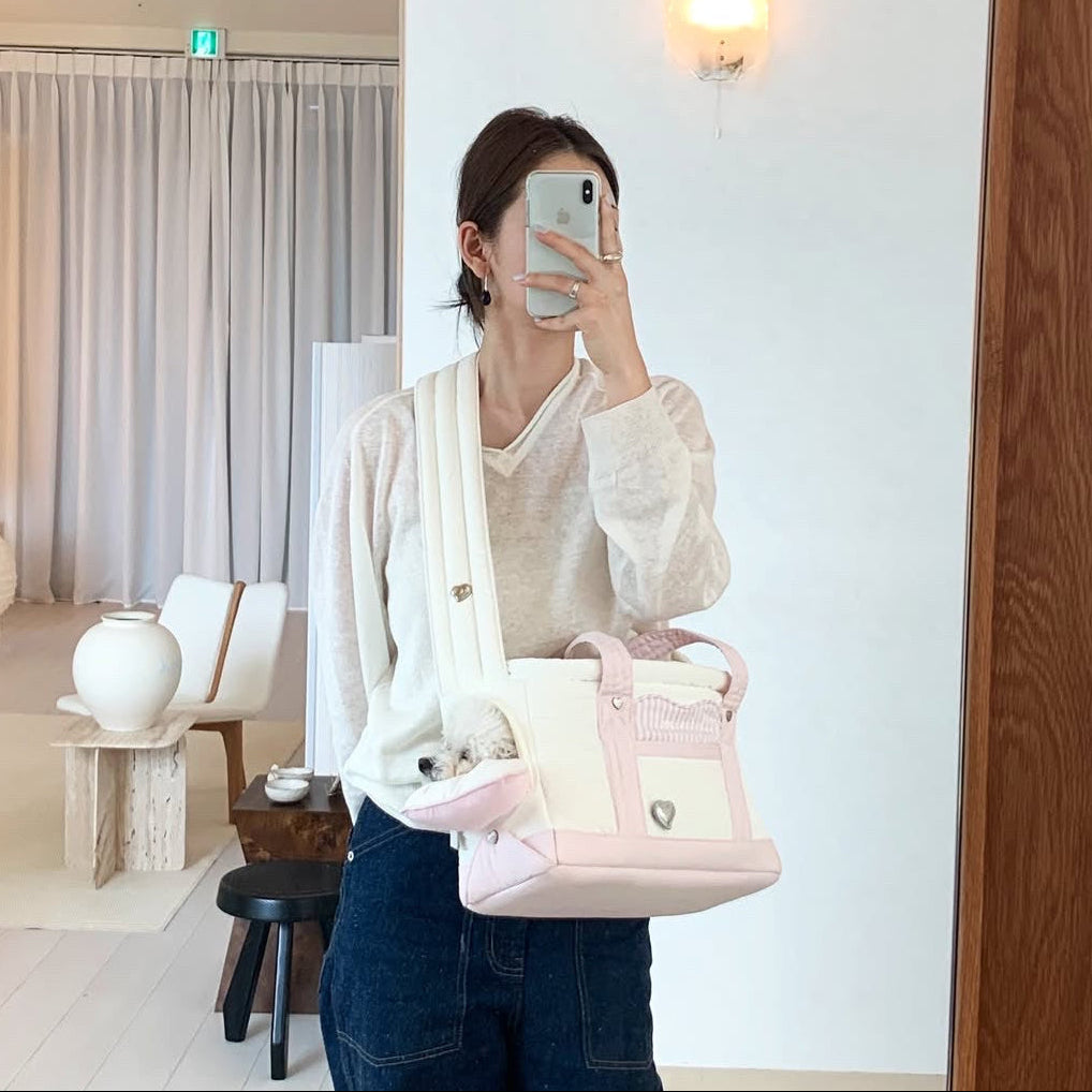 ※予約販売【seoru】Heart Veru Bag（Pink）｜犬用バッグ