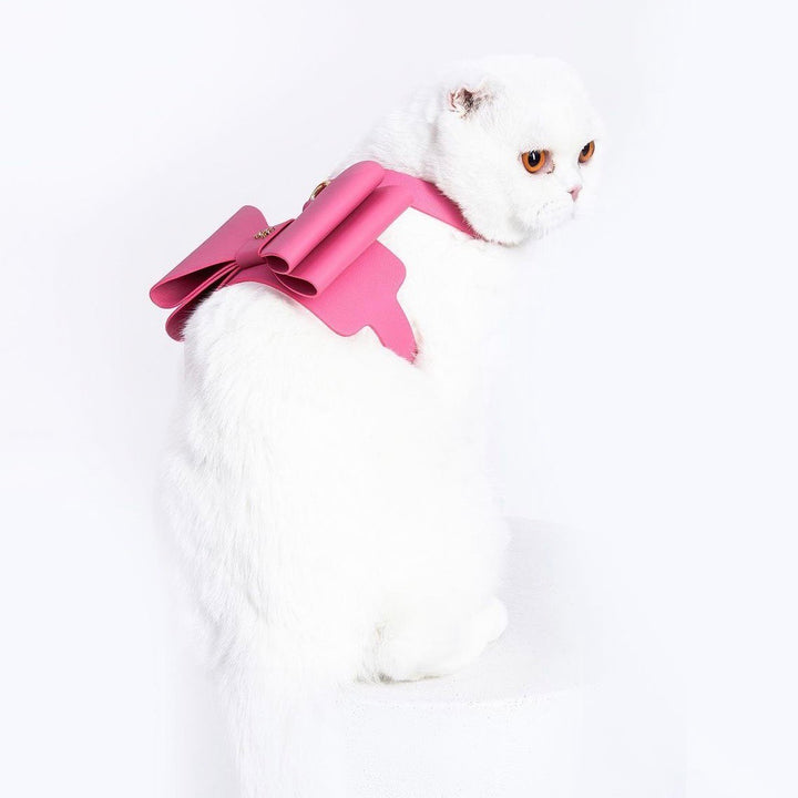 即納【MOSHIQA】Paris Collection Metapink Bow Dog Harness