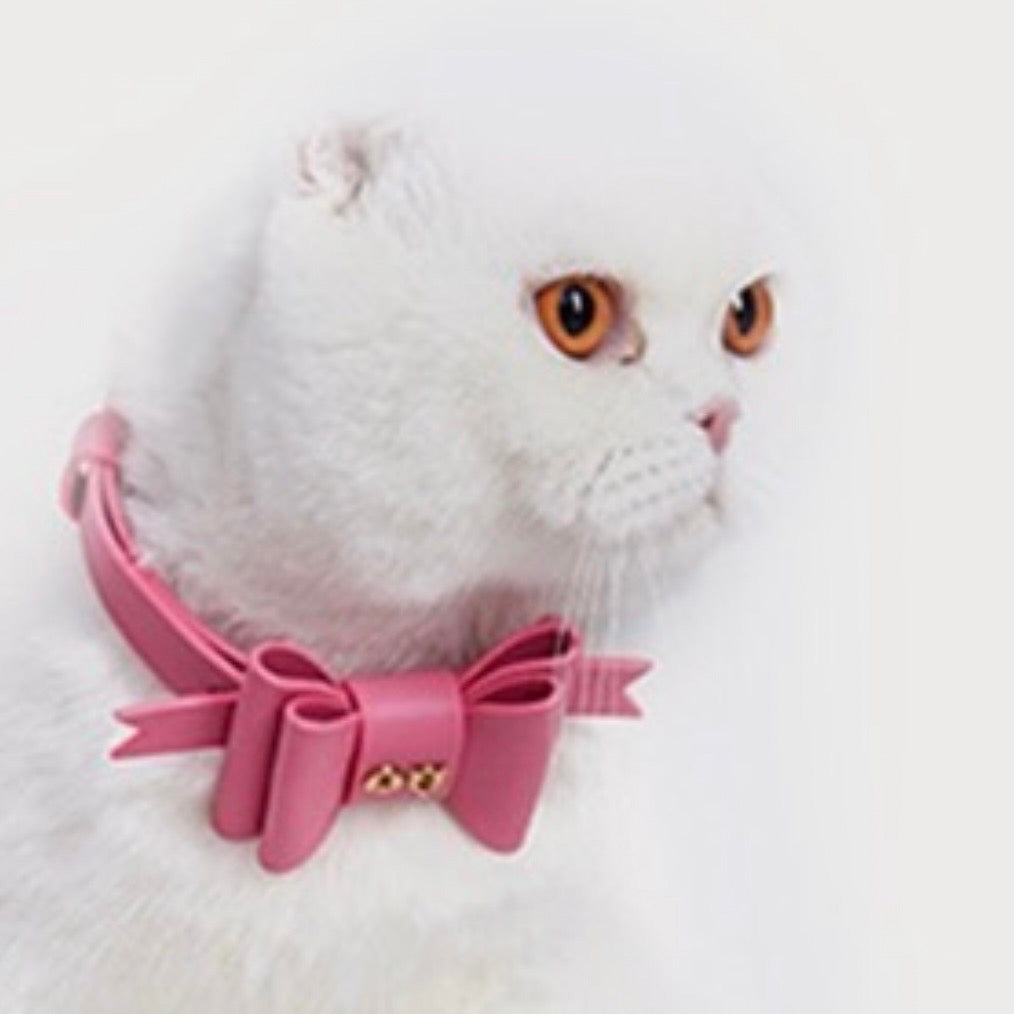 即納【MOSHIQA】Paris Collection Metapink Bow Dog Collar