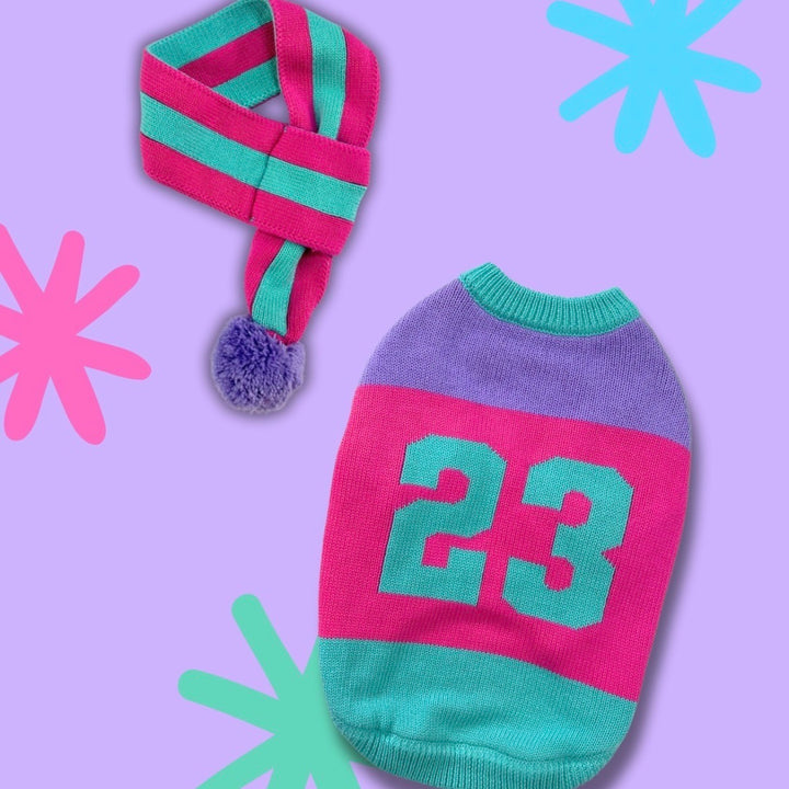 ※予約販売【TOOF】SPORTY VARSITY SWEATER（PINK/PURPLE/TURQUOISE）