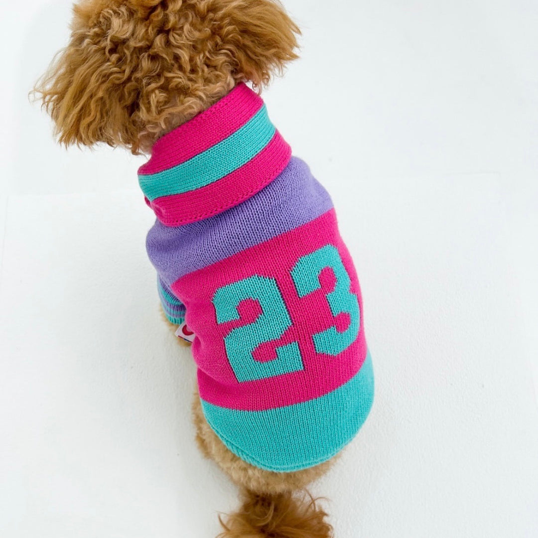 ※予約販売【TOOF】SPORTY VARSITY SWEATER（PINK/PURPLE/TURQUOISE）