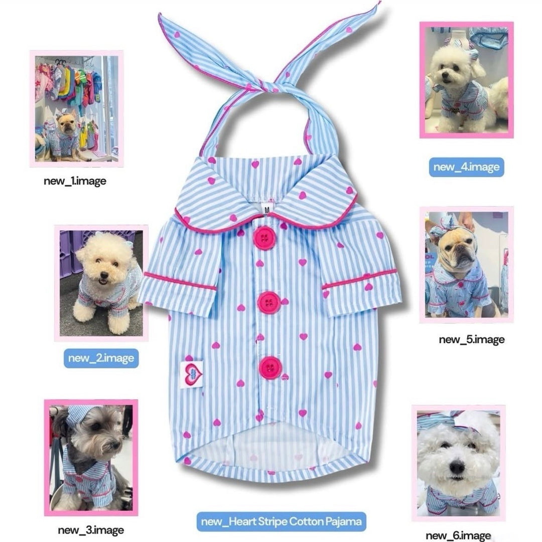 ※予約販売【TOOF】Sweet Heart Stripe Cotton Pajama & Heart stripe headband Set