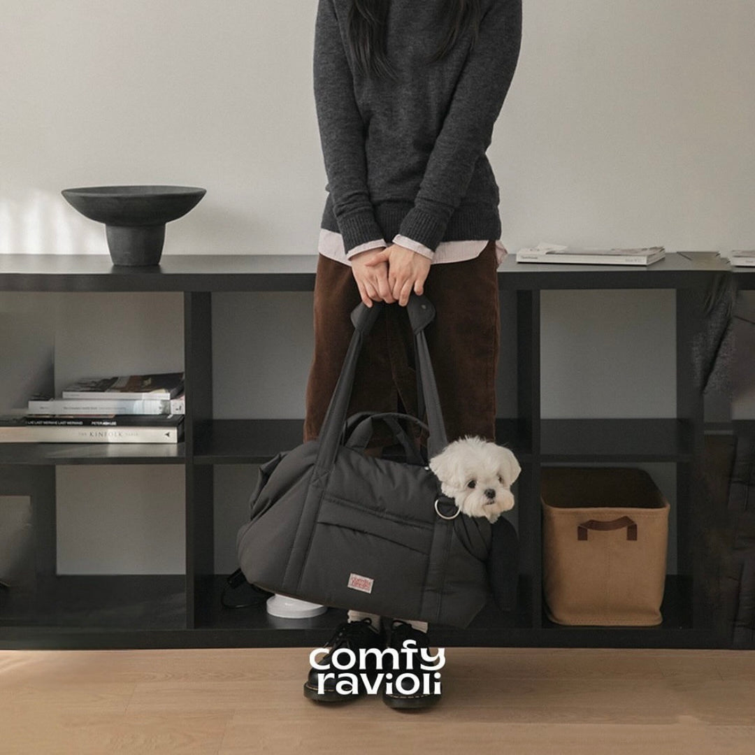※予約販売【BITE ME】Comfy Ravioli Urban Pillow Bag - Mesh set（Charcoal）｜犬用バッグ