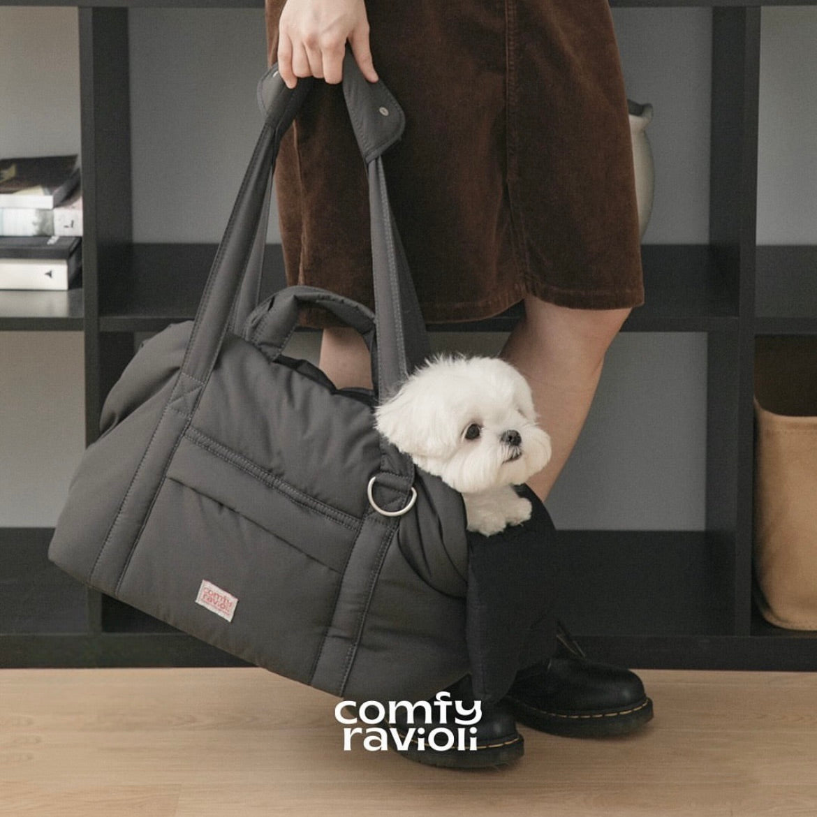 comfy ravioli ペットキャリーバッグ M チャコール 海外犬服 高品質なインポートのドッグウェア通販 