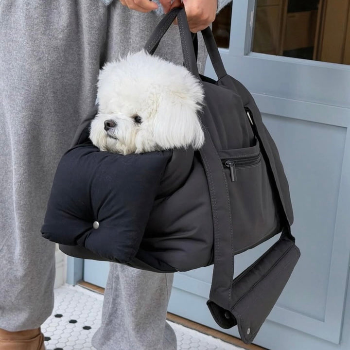 ※予約販売【BITE ME】Comfy Ravioli Urban Pillow Bag - Mesh set（Charcoal）｜犬用バッグ