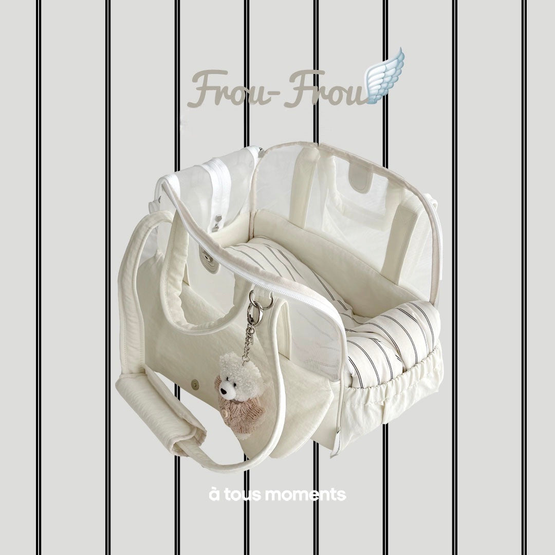 ※予約販売【a tous moments】Frou Frou Bag - Vanilla set（Cushion + Shoulder Pad Set）｜犬用バッグ