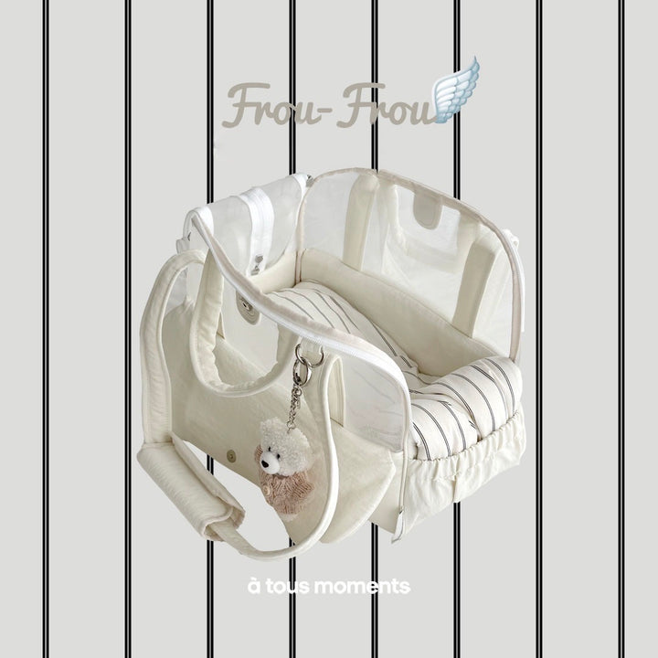 ※予約販売【a tous moments】Frou Frou Bag - Vanilla set（Cushion + Shoulder Pad Set）｜犬用バッグ