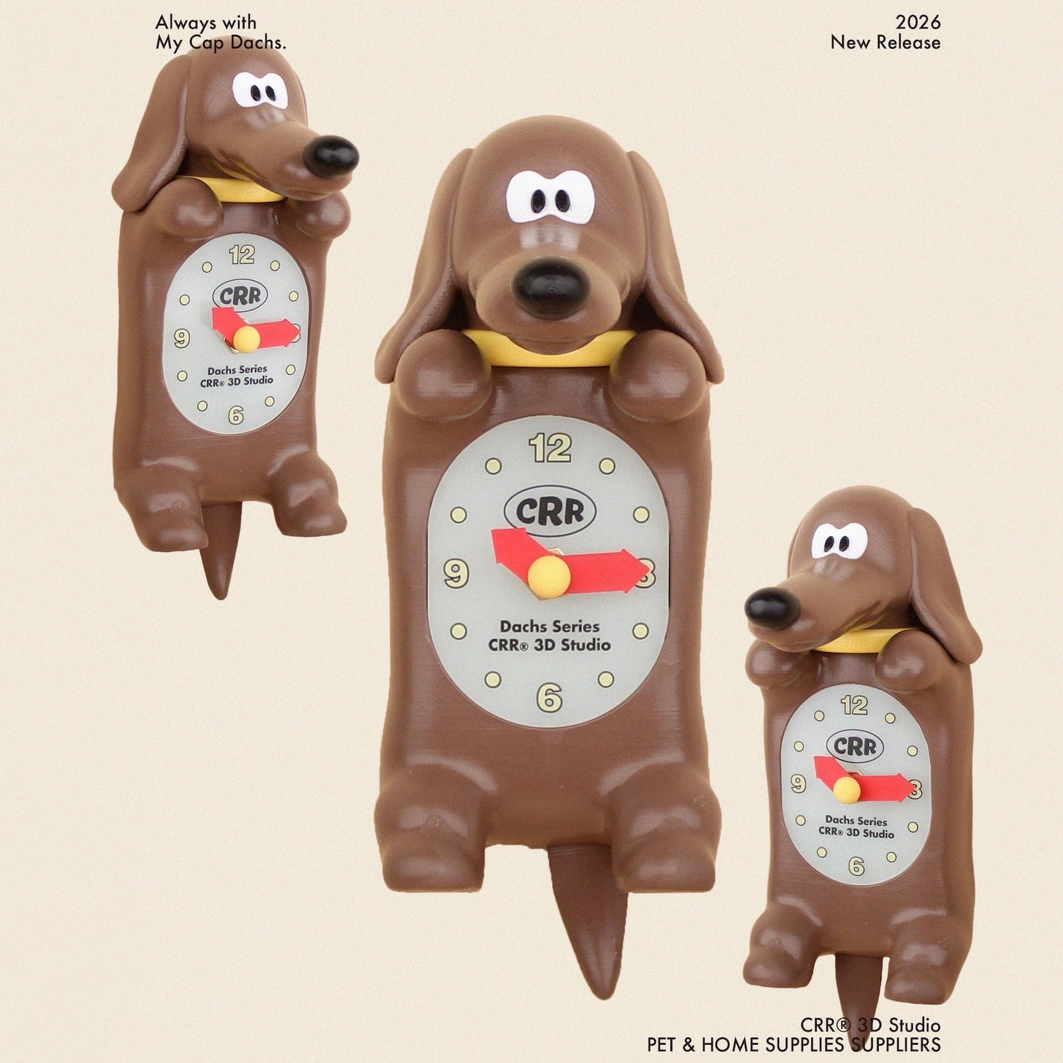 即納【CRR】Shaketail Dachs Mini Wall Clock（Dachs Brown）