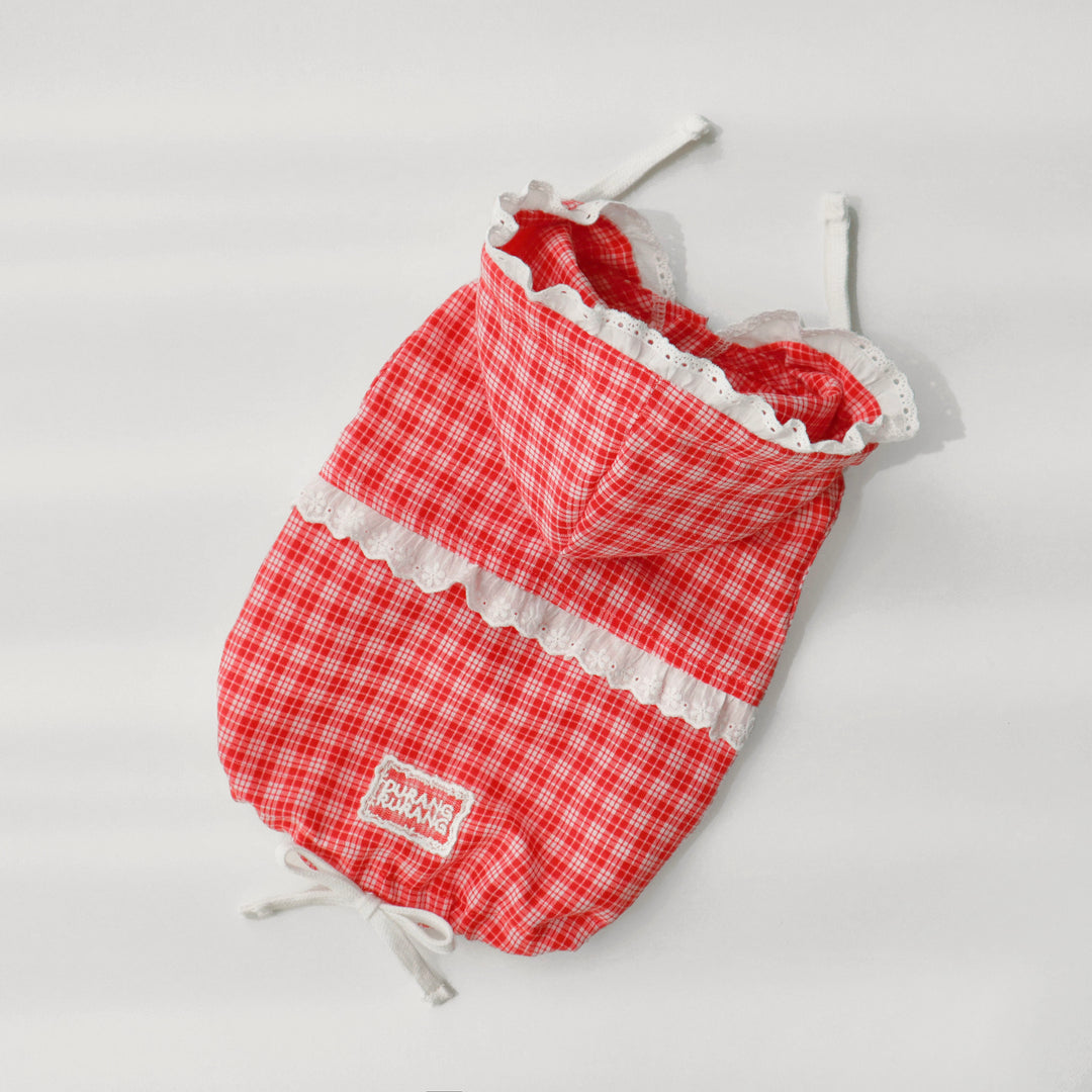 ※予約販売【DURANG RURANG】Airy Cotton Hooded Shirt（Coral Red）