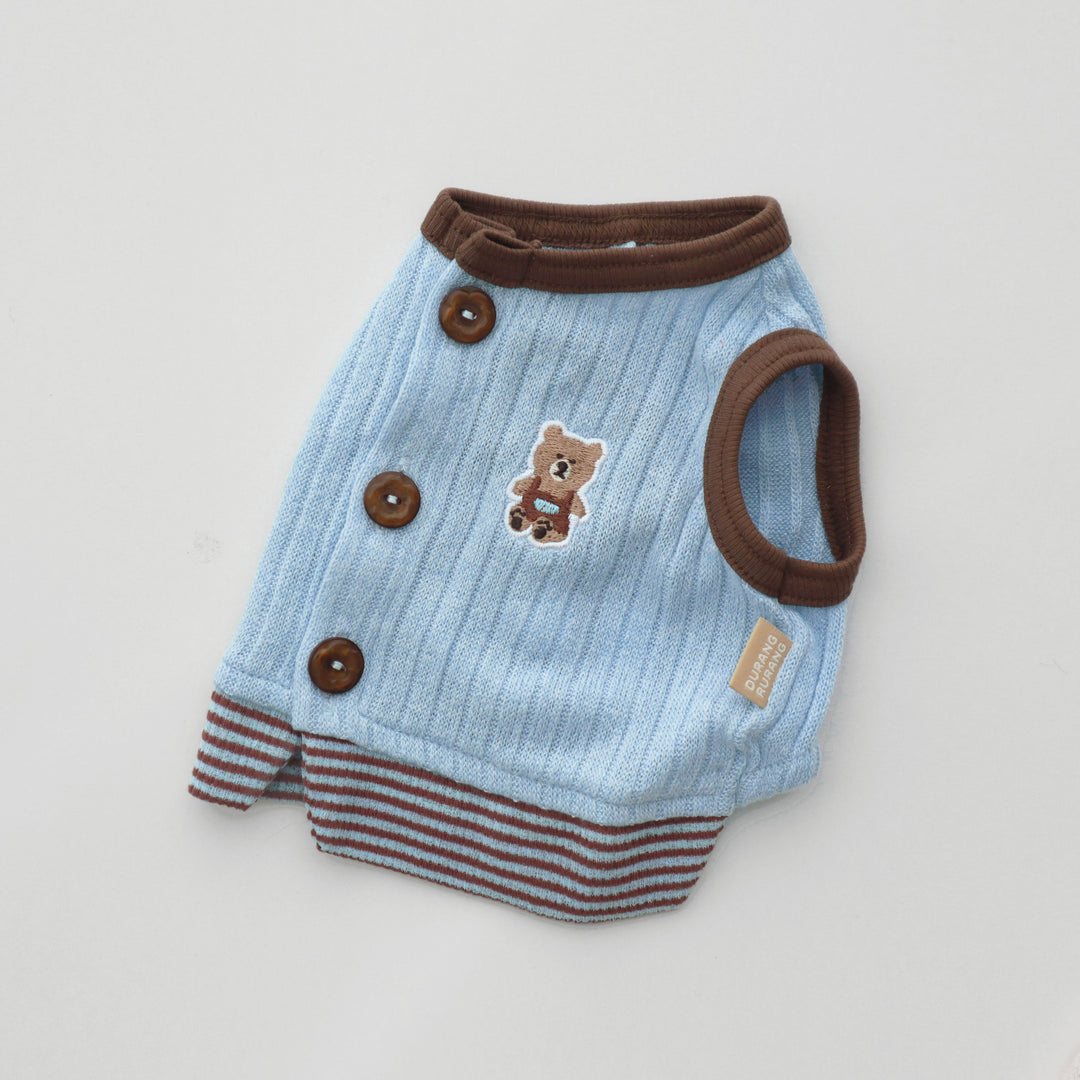 ※予約販売【DURANG RURANG】Teddy Bear Layered Sleeveless（Brown Blue）