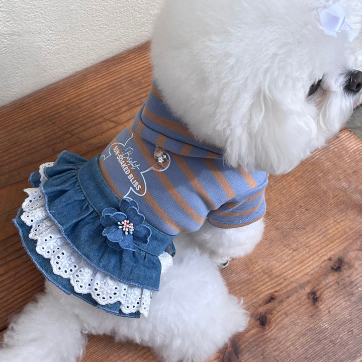 ※予約販売【Hi Yeboo】Denim Flower Skirt（Light Blue/ Dark Blue）