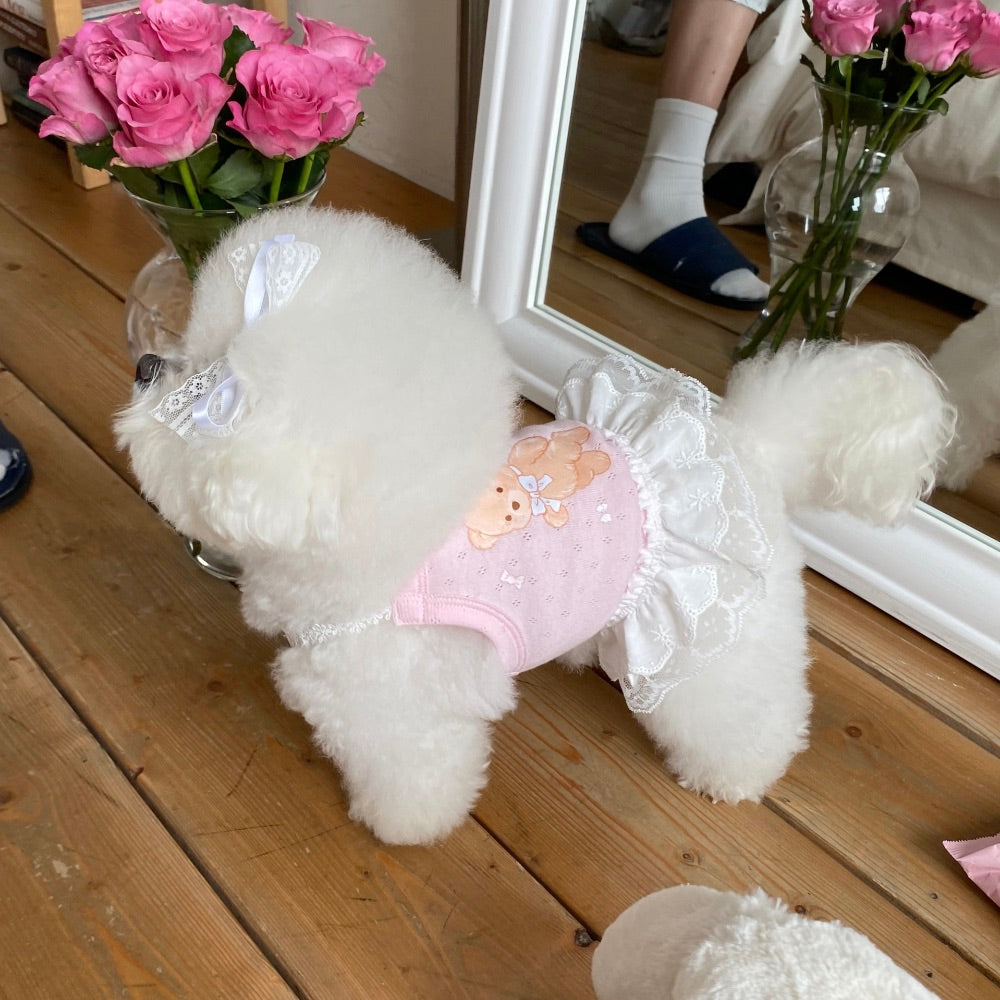 ※予約販売【Hi Yeboo】Cupid Bear Ops（Pink / Ivory）