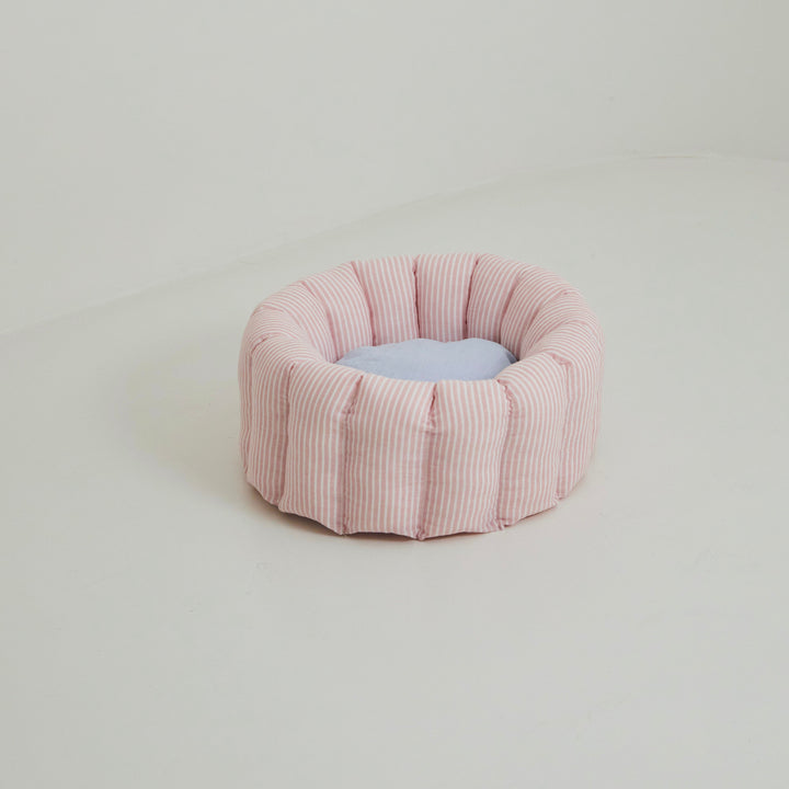 即納【azallea】Canele Cushion（stripe linen canele / pink）