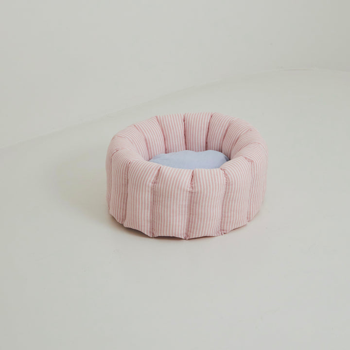 ※予約販売【azalea】Canele Cushion（Stripe Linen / Pink）