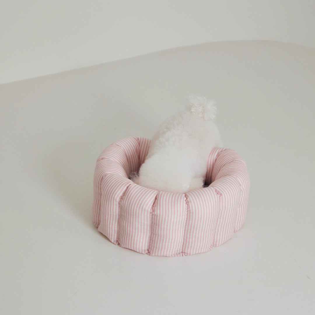 ※予約販売【azalea】Canele Cushion（Stripe Linen / Pink）