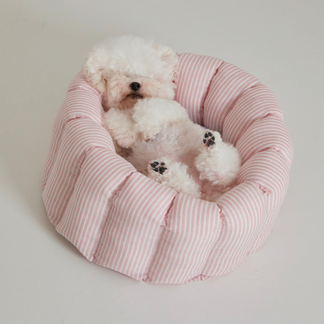 ※予約販売【azalea】Canele Cushion（Stripe Linen / Pink）