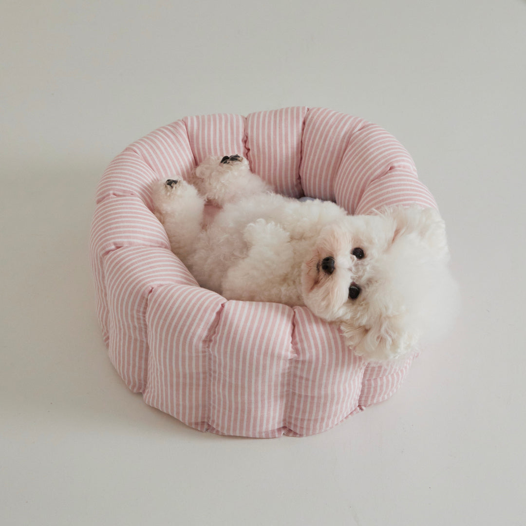 ※予約販売【azalea】Canele Cushion（Stripe Linen / Pink）
