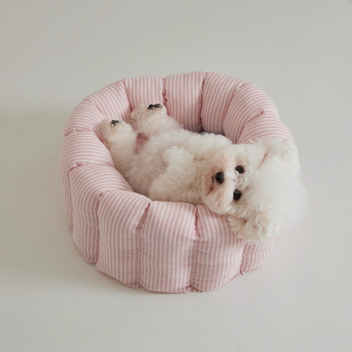 ※予約販売【azalea】Canele Cushion（Stripe Linen / Pink）