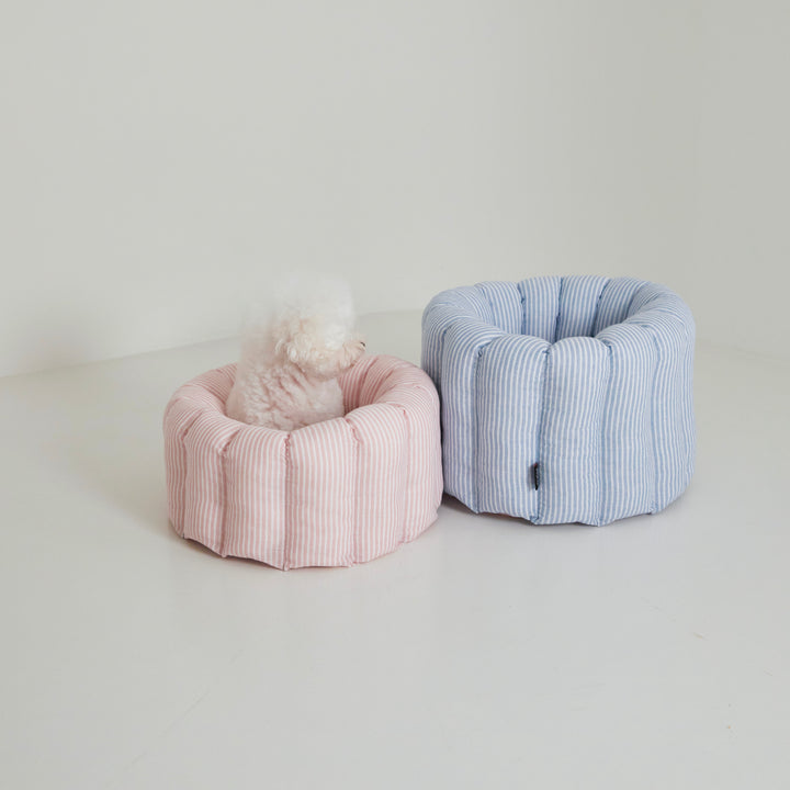 ※予約販売【azalea】Canele Cushion（Stripe Linen / Pink）