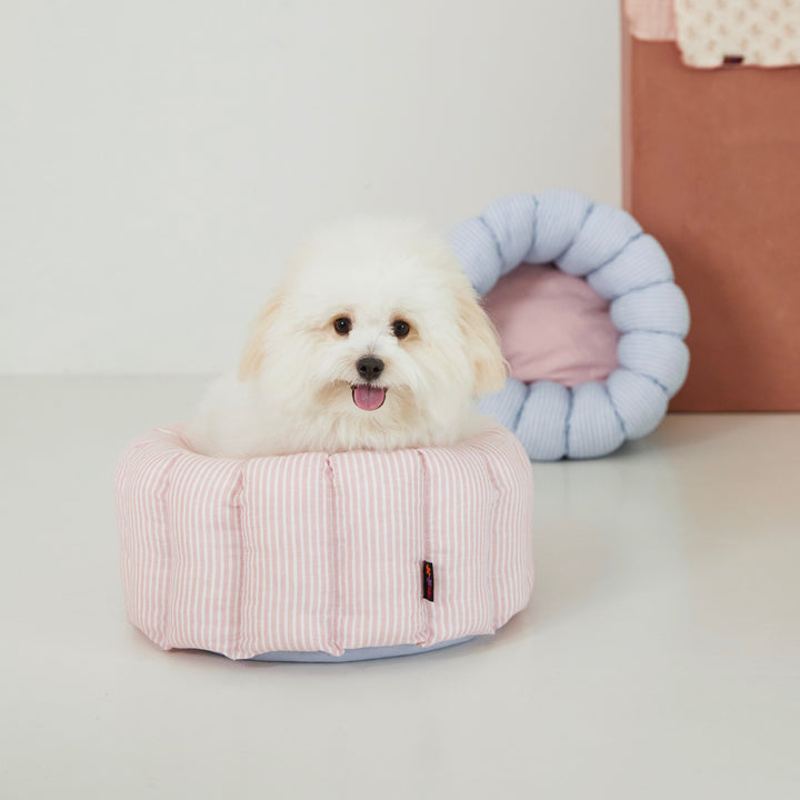 ※予約販売【azalea】Canele Cushion（Stripe Linen / Pink）