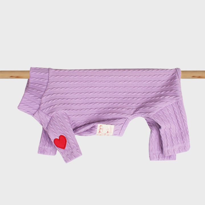 ※予約販売【OOPS! MY DOG】 Cable Knit All-in-one(Purple)