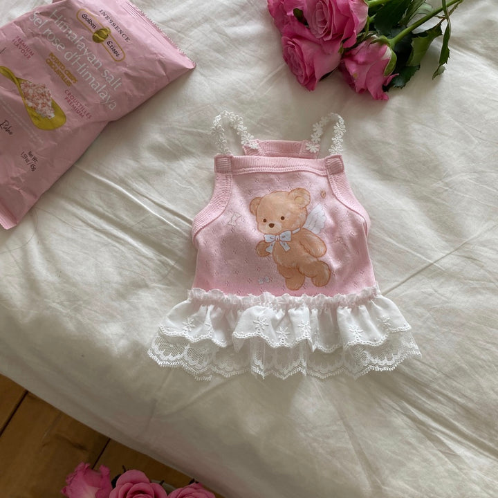 ※予約販売【Hi Yeboo】Cupid Bear Ops（Pink / Ivory）