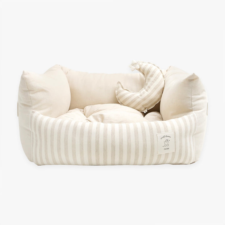 ※予約販売【ITS DOG】Basic Stripe Square Bed（Beige）