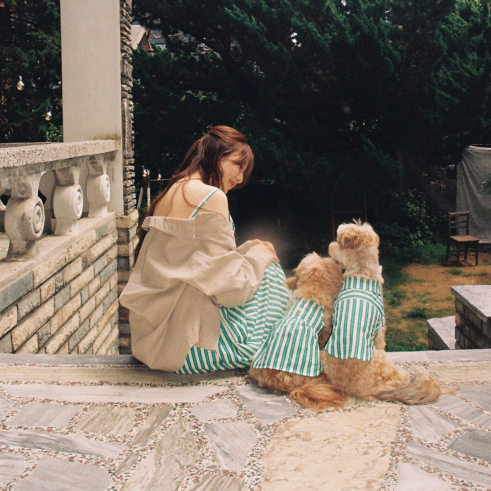 即納【noonoosoom】Stripe Dress（Green）