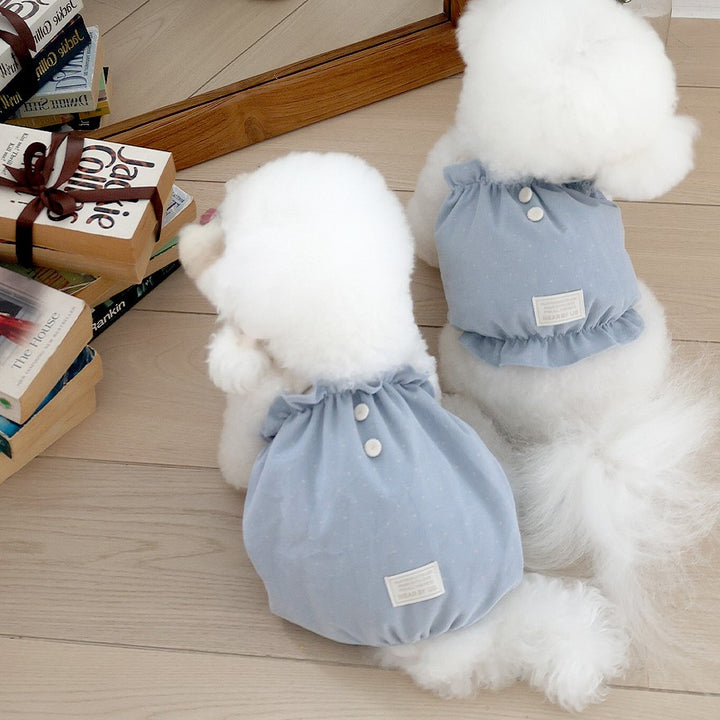 ※予約販売【near by us】corduroy dot crop top (blue)