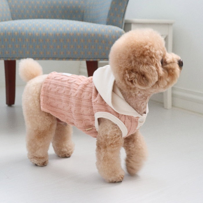 ※予約販売【DURANG RURANG】Twisted hooded vest（Pink）