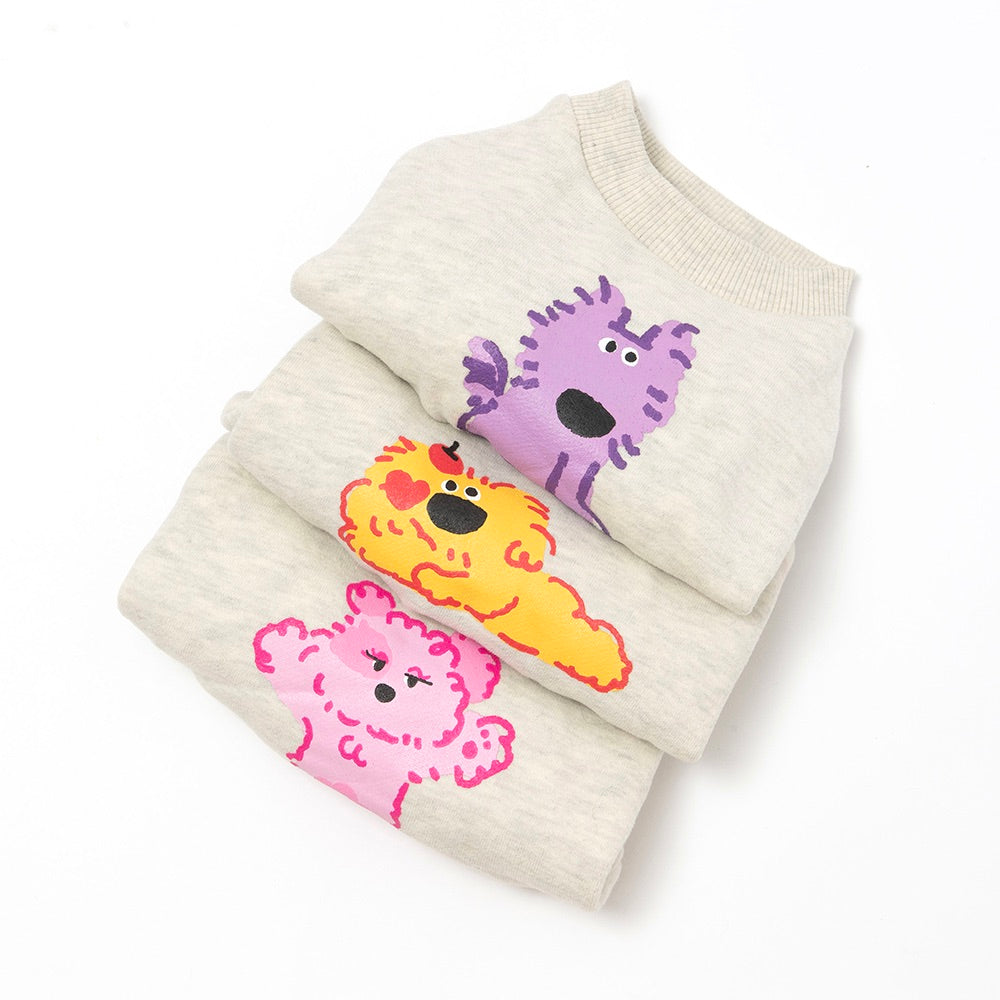 即納【noonoosoom】Noonoo buddy crew neck sweat shirt（Purple Funniple）
