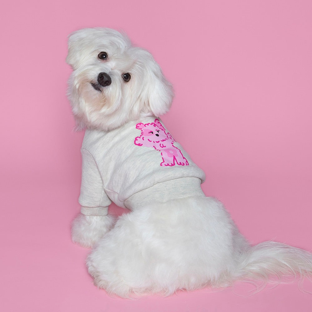 即納【noonoosoom】Noonoo buddy crew neck sweat shirt（Pink Lookie）