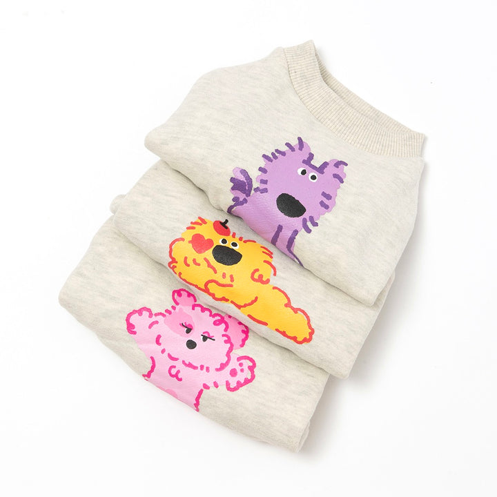 即納【noonoosoom】Noonoo buddy crew neck sweat shirt（Pink Lookie）