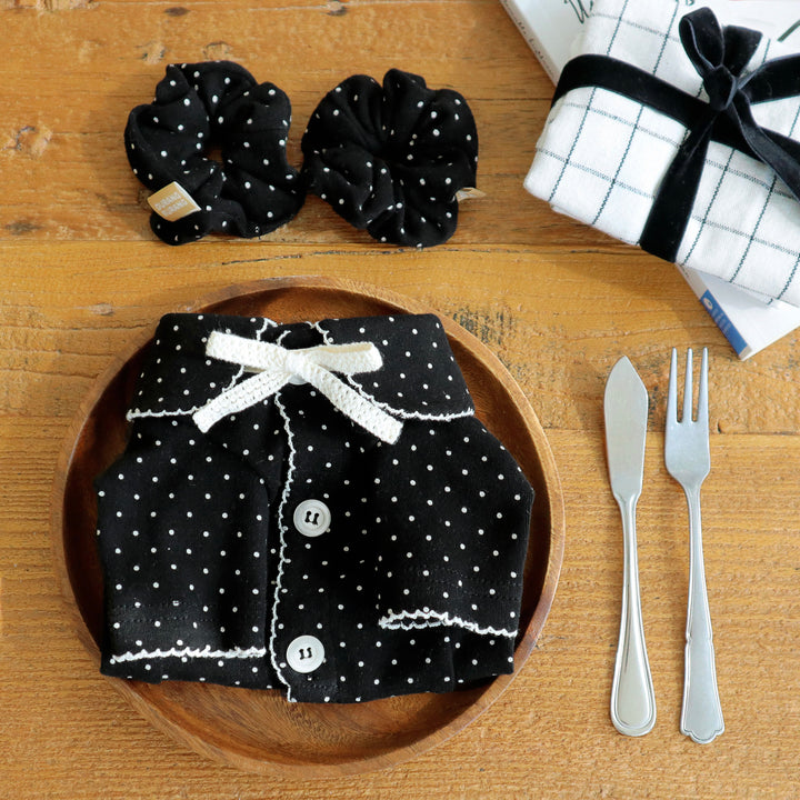 即納【DURANG RURANG】Dot Ribbon Cardigan（Cookie Black）