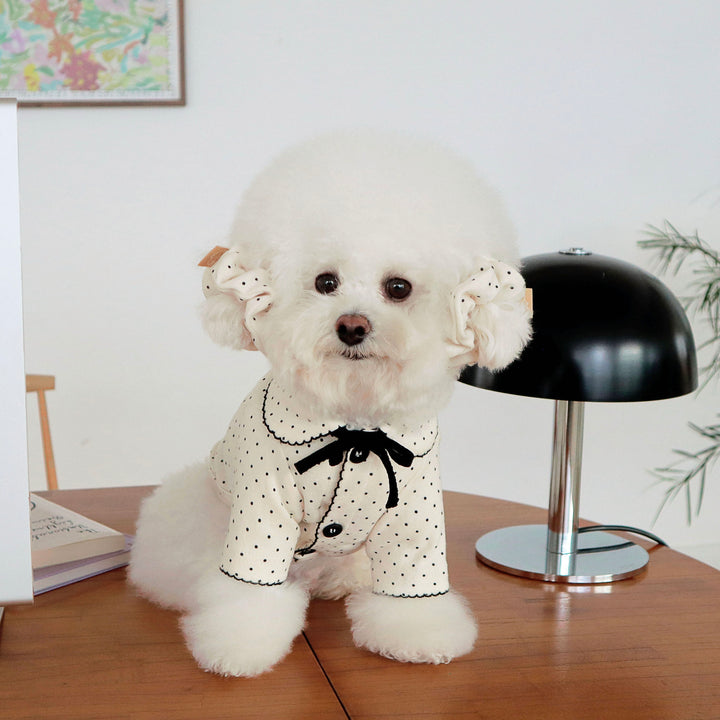 ※予約販売【DURANG RURANG】Dot Ribbon Cardigan（Oreo Cream）