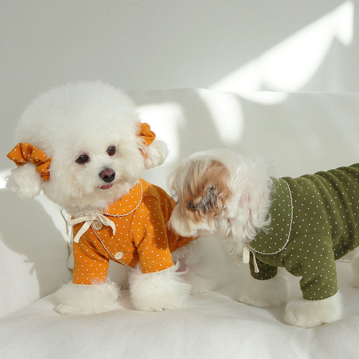 即納【DURANG RURANG】Dot Ribbon Cardigan（Mandarin Orange）