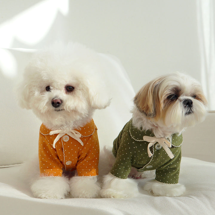 即納【DURANG RURANG】Dot Ribbon Cardigan（Mandarin Orange）