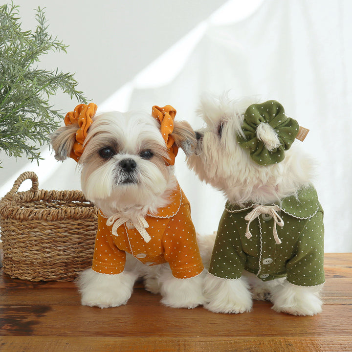 即納【DURANG RURANG】Dot Ribbon Cardigan（Mandarin Orange）