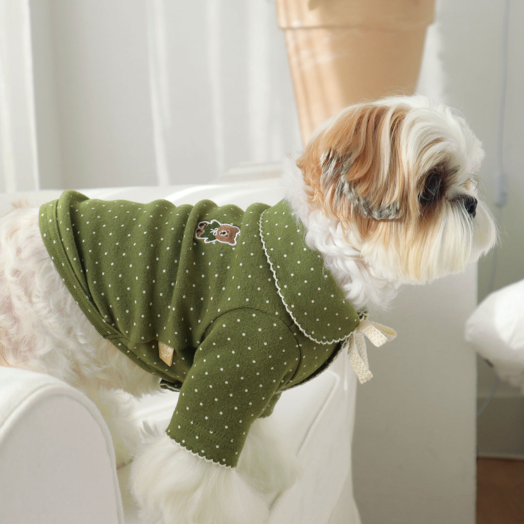 即納【DURANG RURANG】Dot Ribbon Cardigan（Matcha Green）