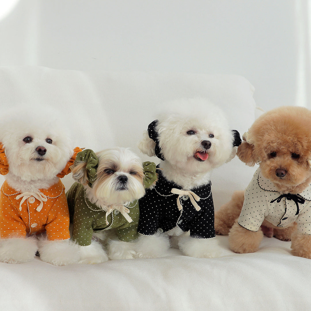 即納【DURANG RURANG】Dot Ribbon Cardigan（Matcha Green）