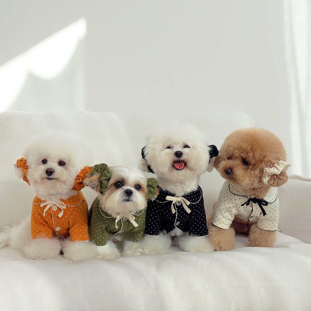 即納【DURANG RURANG】Dot Ribbon Cardigan（Matcha Green）