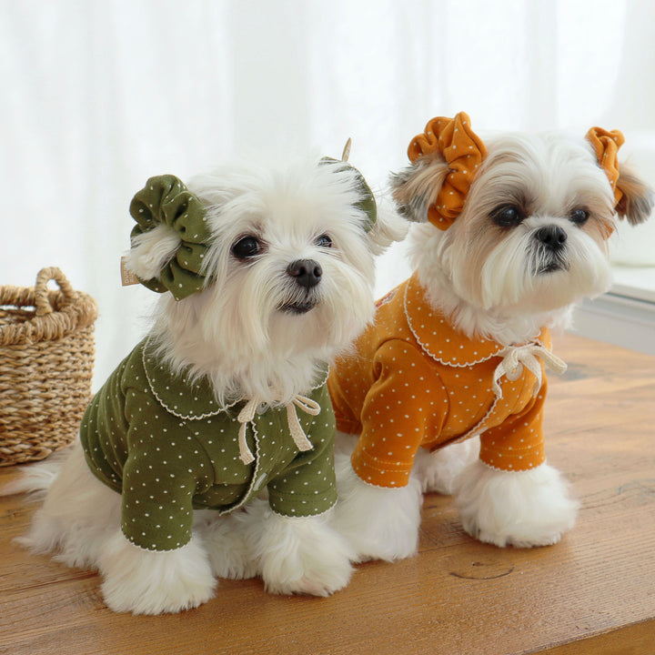 即納【DURANG RURANG】Dot Ribbon Cardigan（Matcha Green）