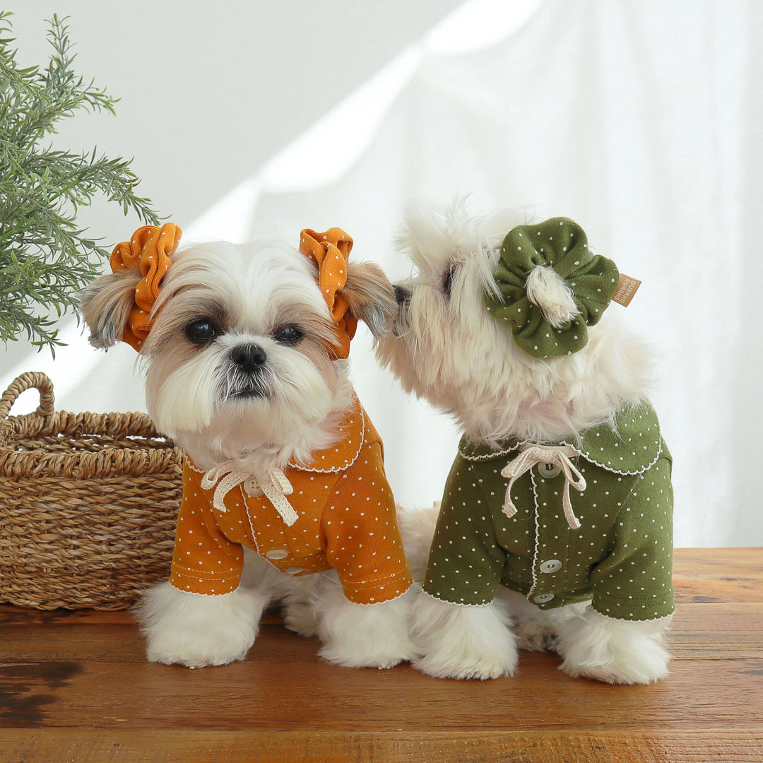 即納【DURANG RURANG】Dot Ribbon Cardigan（Matcha Green）