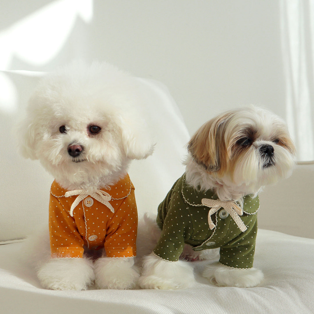 即納【DURANG RURANG】Dot Ribbon Cardigan（Matcha Green）